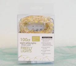 Firefly Lights 100 Bulb (Battery Operated) – Silver Wire – Warm White