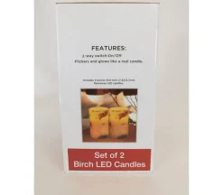Flameless LED Birch Candle Set – 2 Piece
