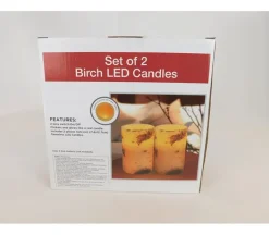Flameless LED Birch Candle Set – 2 Piece