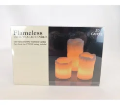Flameless LED Real Wax Candles – Ivory – 3 Piece (2″, 3″, 4″)
