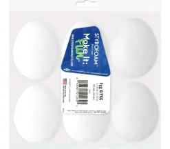 FloraCraft Egg – Styrofoam – 2-1/2-inch x 1-7/8-inch – 6 Piece – White