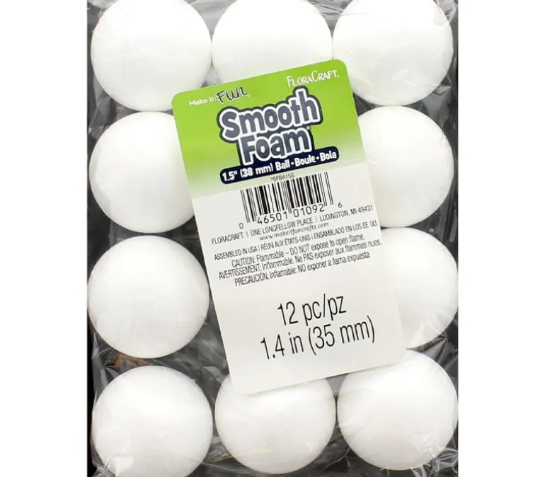 FloraCraft Foam Ball – Smooth – 1-1/2-inch – 12 Piece
