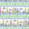 Floral Flutter Hummingbird & Flowers TowelBand Cut 23-in by 43-in