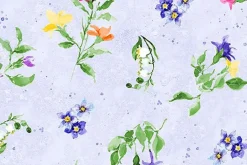Floral Flutter Lily of the Valley Sprigs Tossed on Purple