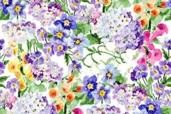 Floral Flutter Pansies Tossed on Light Gray