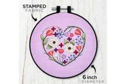 Floral Heart Stamped Embroidery Kit with 6-inch Hoop