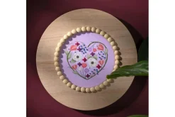 Floral Heart Stamped Embroidery Kit with 6-inch Hoop