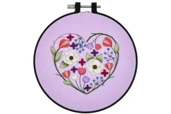 Floral Heart Stamped Embroidery Kit with 6-inch Hoop