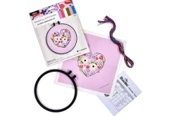 Floral Heart Stamped Embroidery Kit with 6-inch Hoop