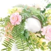 Flowers and Green Leaves Candle Ring – Pink and Yellow