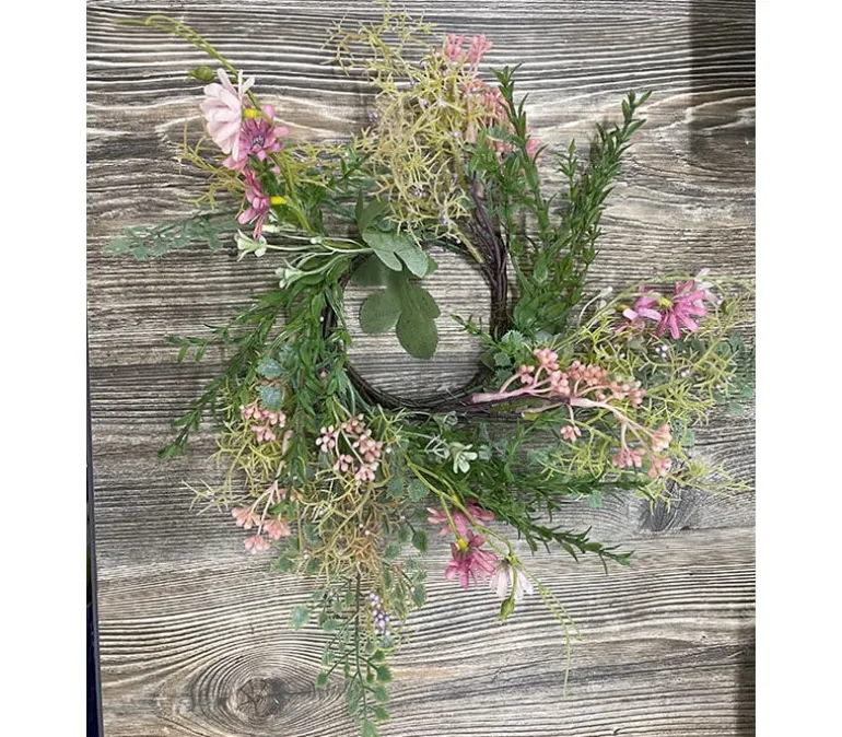 Flowers and Leaves Candle Ring Wreath