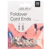 Fold Over Cord Ends Crimps – Silver 32 pcs