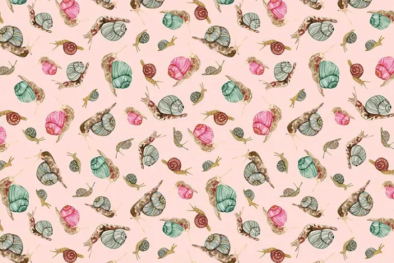 Forest Fruits Snails on Pale Pink