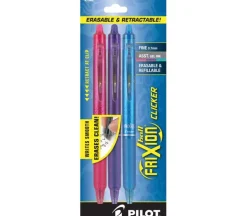 Frixion Clicker Pen Assortment Fine Point 0.7mm 3pk – Red, Blue and Purple