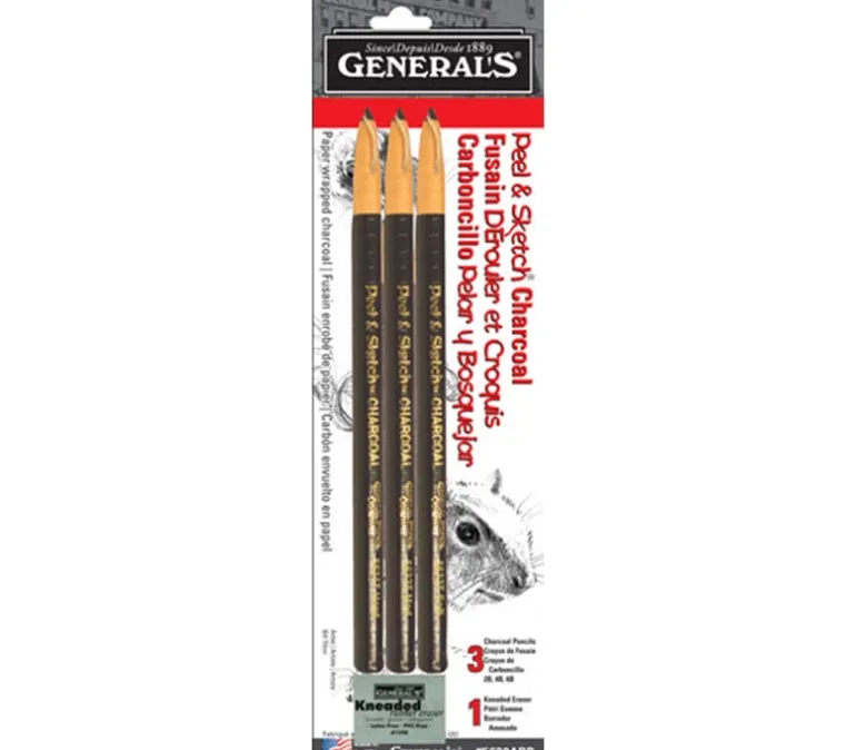 General Pencil Peel and Sketch Charcoal Pencil Kit – 4 Piece