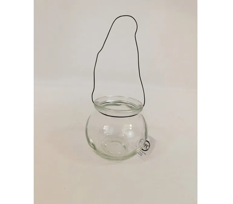 Glass Bowl with WIre Handle – 3-inch x 3-inch x 3-inch