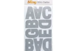 Glitter Alphabet Sticker Sheet – 2″ – Silver
