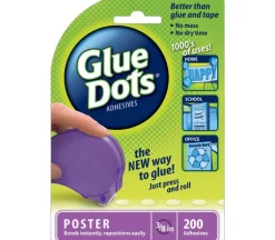 Glue Dots 3/8-inch Poster Dot Disposable Dispenser – 200 Clear Dots