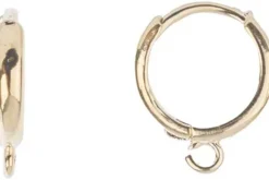 Gold Huggie Hoop Earrings, 14mm, 8 Pieces