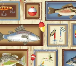 Gone Fishing Printed Cuddle in Tan