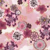 Graceful Cranes Blossom on Berry with Gold Metallic Highlight