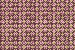 Graceful Cranes Blossom on Berry with Gold Metallic Highlight