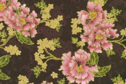 Graceful Cranes on Plum with Gold Metallic Highlights