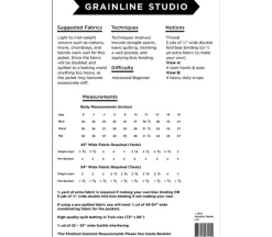 Grainline Studio Tamarack Jacket Pattern Sizes 0-18