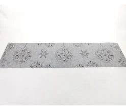 Grey/Ornaments Felt Table Runner – 47-inch
