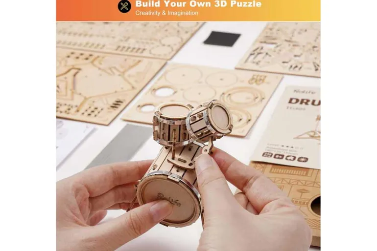 Hands Craft Modern Wooden Model Kit – Drum Kit