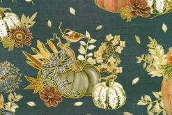 Hello Fall Florals Dusty Blue & Gold Metallic Highlights