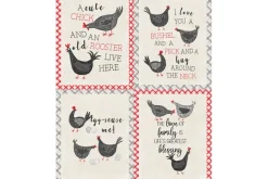 Hen House Chickens and Plaid on Off White