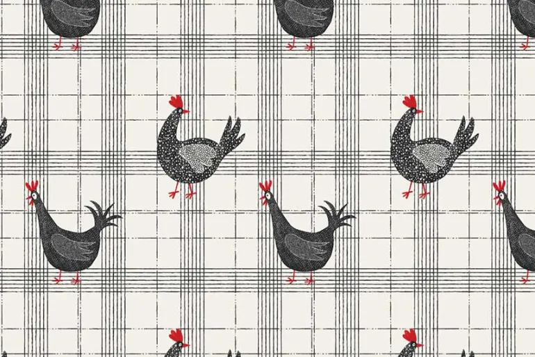 Hen House Leaves in Tonal Black