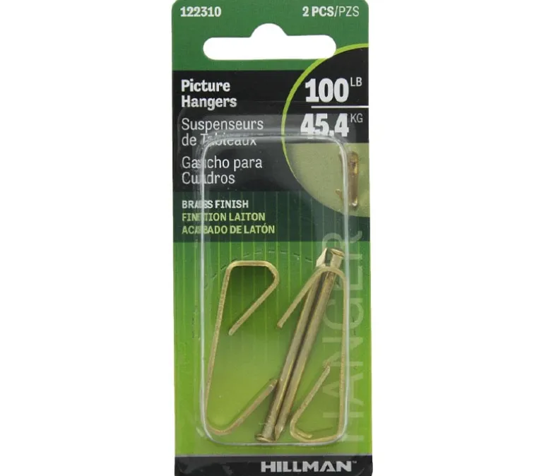 Hillman Picture Hanger – 100-pounds – Brass