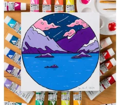 Holbein Acryla 20ml Gouache Paint Violets Reds Oranges and Yellows (view colors)