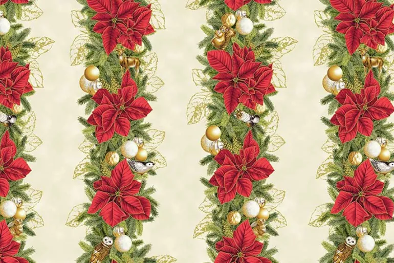 Holiday Flourish Forest Glen Poinsettia Cream w/ Metallic Gold