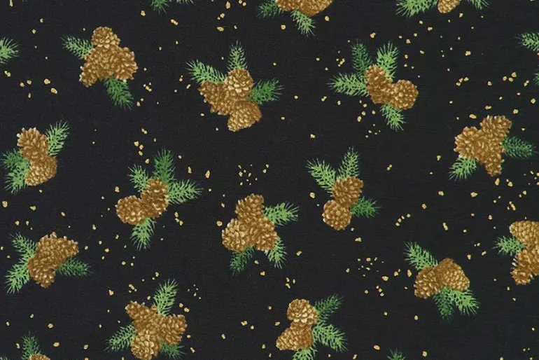 Holiday Flourish Forest Glen Poinsettia Black w/ Metallic Gold