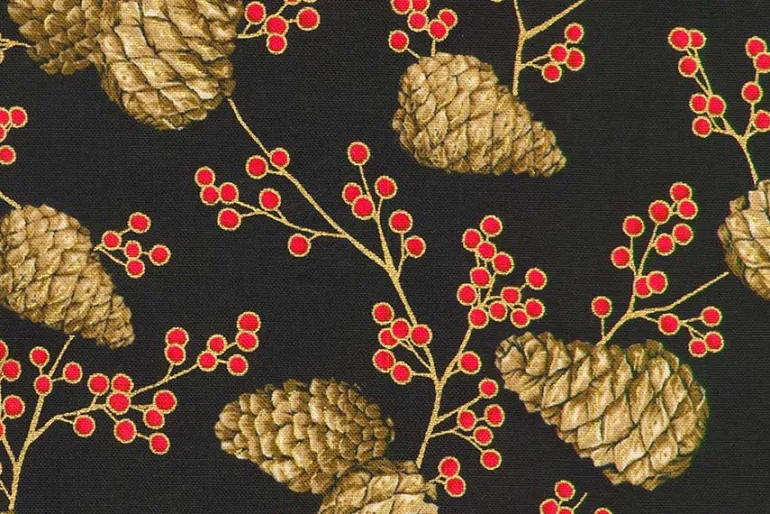 Holiday Flourish ForestGlen Garland Stripe Black w/ Metallic Gold