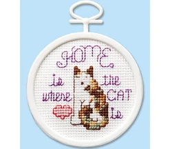 Home is Where the Cat Is 2.5-inch Mini Cross Stitch Kit #5037