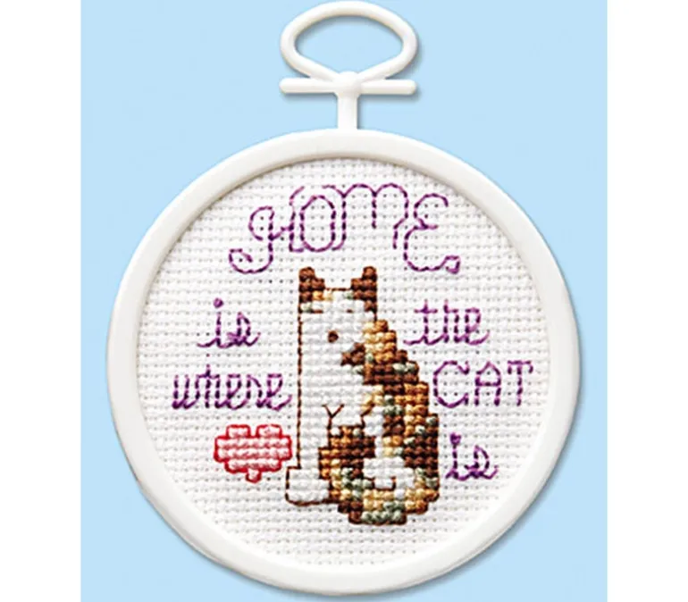 Home is Where the Cat Is 2.5-inch Mini Cross Stitch Kit #5037