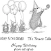House- Mouse Party Parade Cling Rubber Stamp