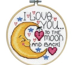 I Love You to the Moon and Back! Cross Stitch with 4-inch Hoop