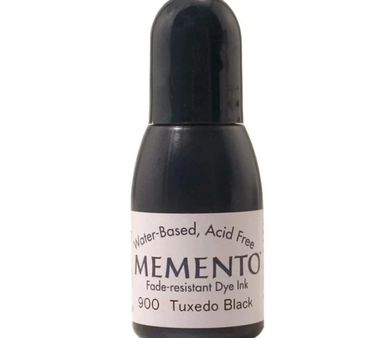 Imagine Memento Fade-Resistant Water-Based Dye Inker – Tuxedo Black – 1/2-ounce