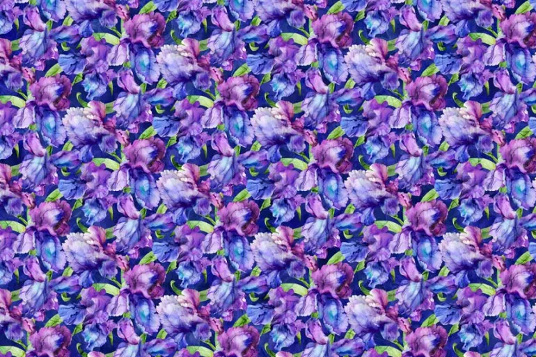 Infatuation Iris Floral Iris Feature on Turquoise