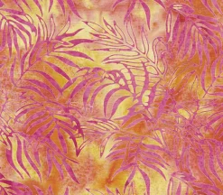 Island Zest Batiks Palm Cluster in Sunset Orange and Yellow