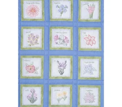 Jack Dempsey Flowers Theme Embroidery Quilt Squares 12ct, #737-535