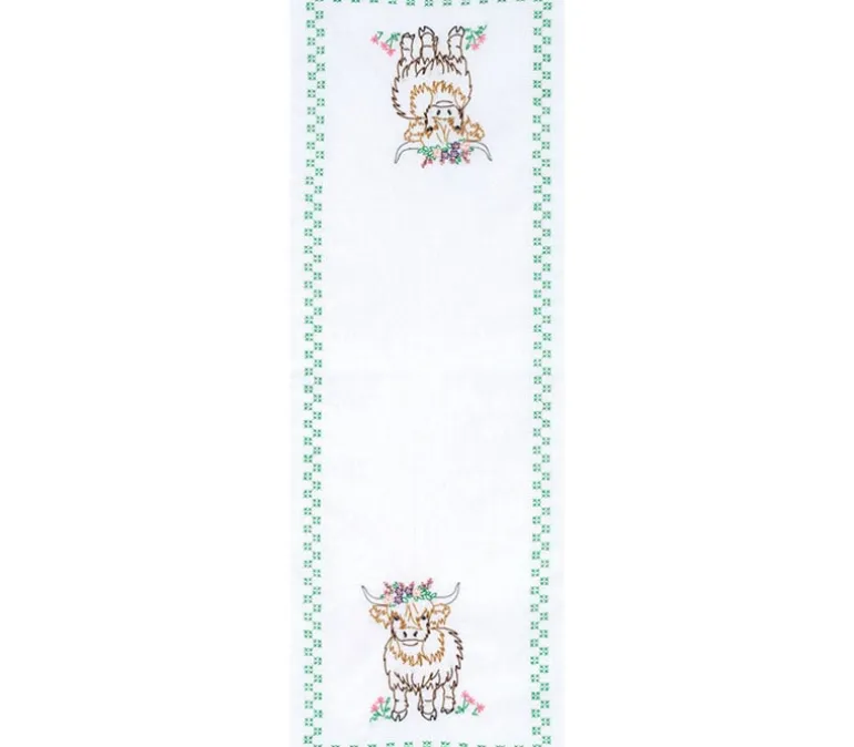 Jack Dempsey Highland Cows Theme Embroidery Quilt Squares 12ct