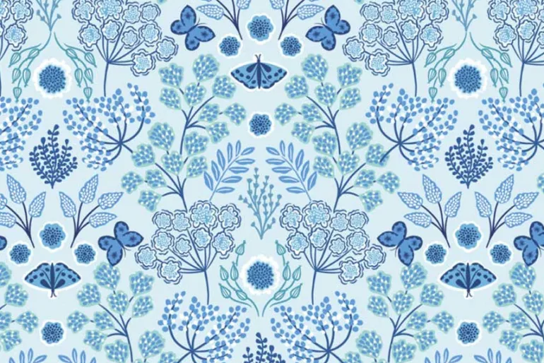 Jardin d’Hiver Flannel Garden in Light Bue