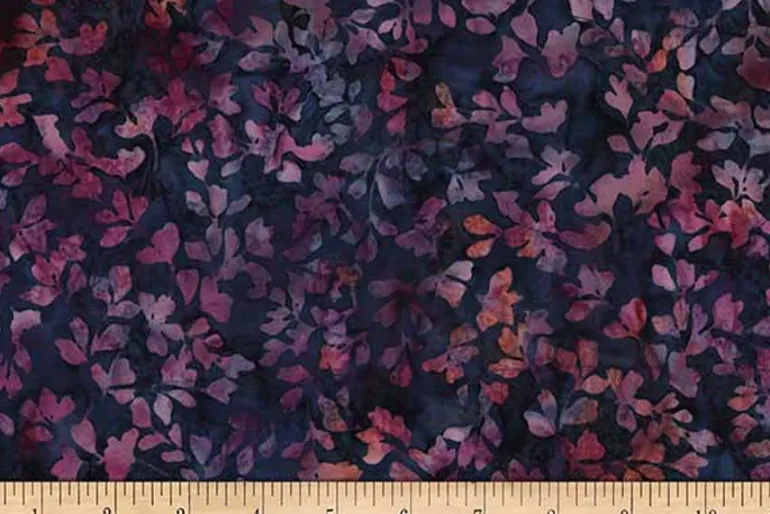 Jewel Batiks Small Leaves on Boysenberry