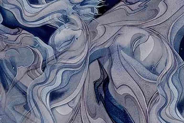 Jody Bergsma’s Mystic Moon Dragon Toss on Celestial Blue